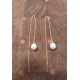 Ear threads with white freshwater pearls